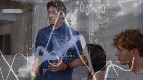 Business Presentation with Financial Data Overlay Concept