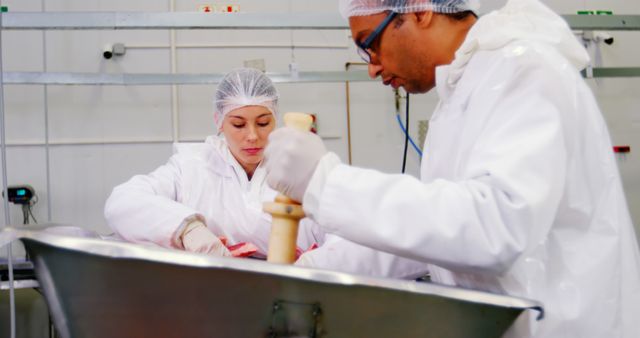 Butchers Processing Meat at Flourishing Meat Factory - Download Free Stock Images Pikwizard.com