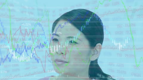 Businesswoman with Digital Data Visualization Overlay
