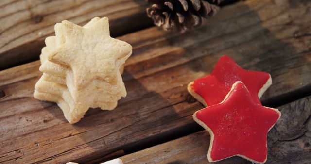 Homemade Star Shaped Cookies on Rustic Wood Table - Download Free Stock Images Pikwizard.com