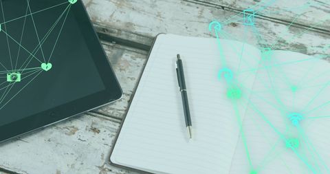 Digital network concept with tablet and notebook