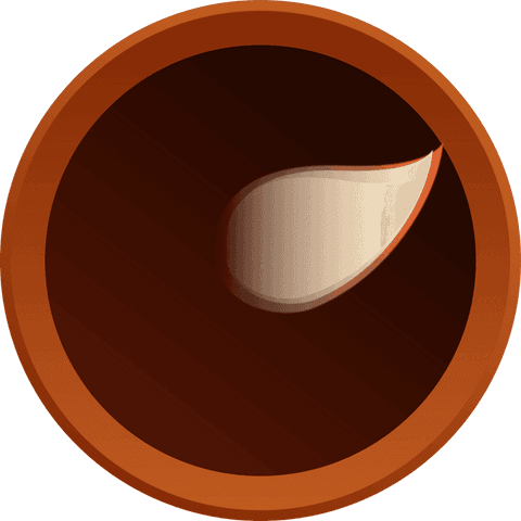 Flat coffee cup with beige swirl on transparent background