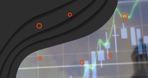 Abstract Financial Graph with Hexagons and Cloud Overlay