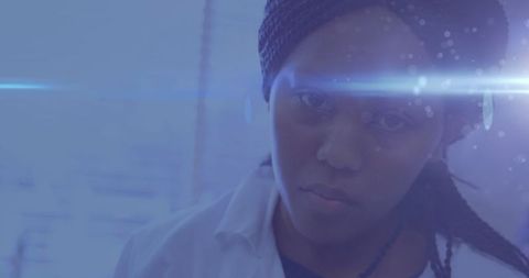 African american female scientist in digital healthcare concept