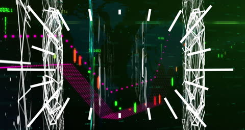 Animated Digital Financial Data and World Map