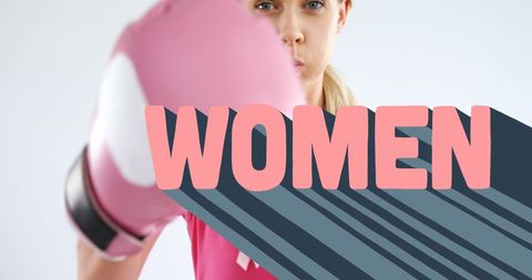 Empowered female boxer portrait with motivational text