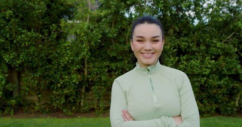 Smiling Woman Enjoying Outdoor Fitness and Nature