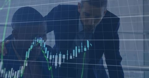 Diverse Businessmen Analyzing Growth Trends in Digital Market