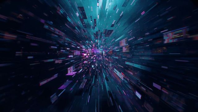 Glowing Digital Vortex in Virtual Space, Abstract AI-Inspired