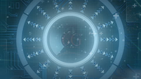 Futuristic Digital Interface with Spinning Data Elements