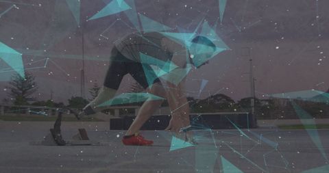 Paralympic Sprinter in Geometric Abstract Overlay