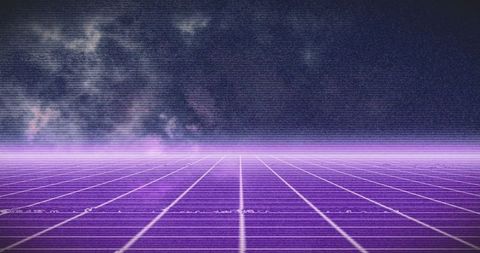 Futuristic Neon Grid with Digital Clouds Background - Download Free Stock Images Pikwizard.com
