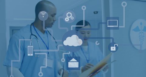 Healthcare Professionals Using Cloud Technology in Hospital