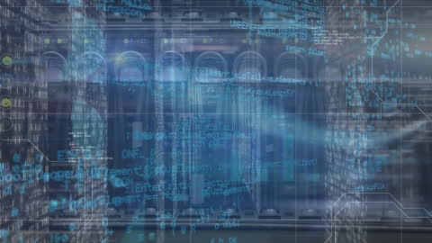 Futuristic Data Processing Overlaid on Server Technology