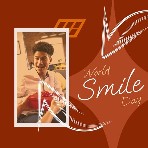 world smile day celebration with smiling man and arrows design - Download Free Stock Templates Pikwizard.com