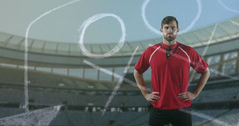 Professional Rugby Player Posing in Contemporary Sports Arena