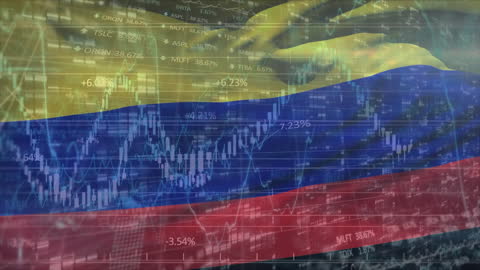 Colombian Flag Overlay on Financial Data Visualization