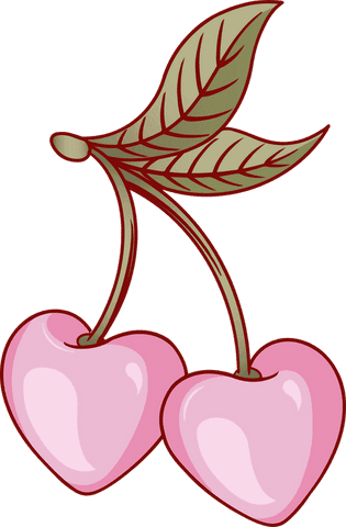 Heart-shaped Cherries on Transparent Background