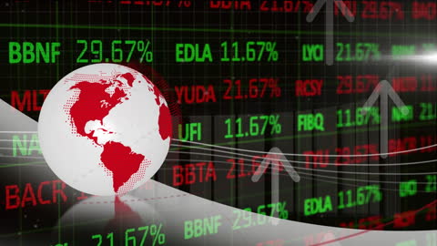 Global Data Analytics with Red Globe Over Stock Indicators