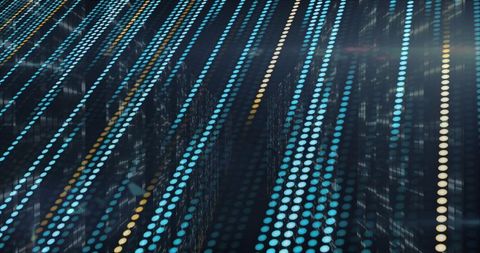 Futuristic Digital Columns with Neon Light Patterns