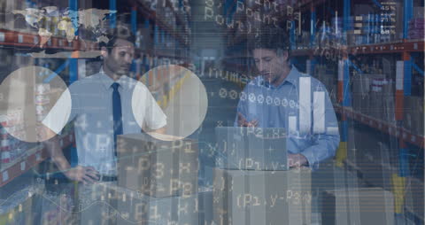 Warehouse Workers Managing Data and Logistics Operations