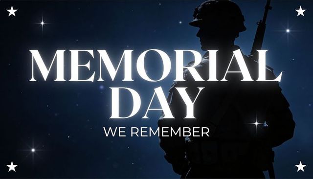 Memorial day soldier silhouette honoring fallen heroes standing with rifle on starry navy