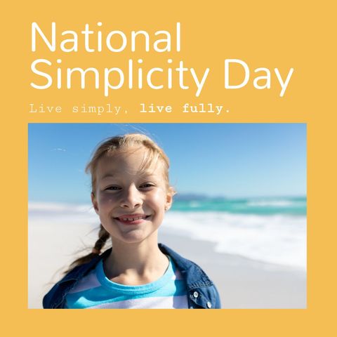 Joyful Girl Celebrating National Simplicity Day on a Sunny Beach - Download Free Stock Templates Pikwizard.com