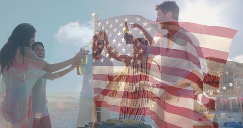 Celebrating Friendship on American Beach with Cheers and Sunsets