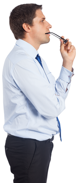 Caucasian businessman holding glasses while pointing on transparent background - Download Free Stock Videos Pikwizard.com