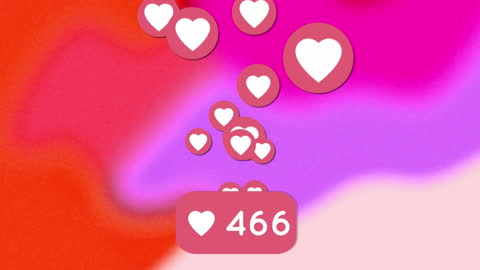 Bursting Social Media Heart Icons on Vibrant Gradient Background