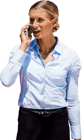 Businesswoman Communicating on Smartphone Transparent Background