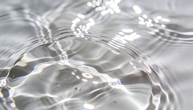 Shimmering shallow water ripples forming caustic light patterns and reflective circles