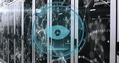 Digital Surveillance Eye Analysing Data on Server's Network - Download Free Stock Images Pikwizard.com