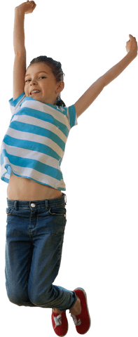 Joyful Child in Mid-Air with Transparent Background