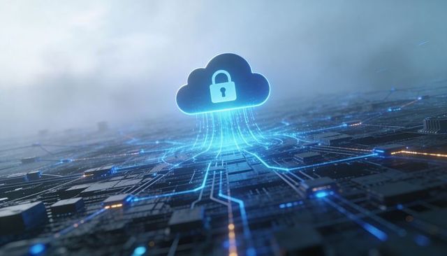 Secure Cloud Encryption Visualizing Neon Data Streams Protecting Network Infrastructure