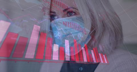 Healthcare Worker Analyzing Data with Graphs Overlay