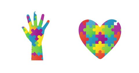 Colorful Puzzle Hand and Heart for Autism Awareness - Download Free Stock Images Pikwizard.com