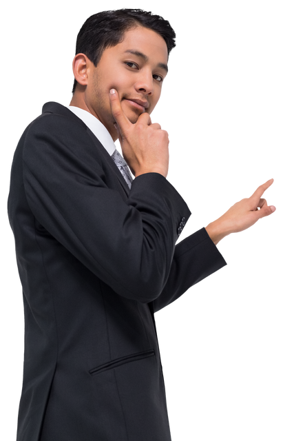 Young Businessman Pointing at Virtual Interface on Transparent Background - Download Free Stock Videos Pikwizard.com