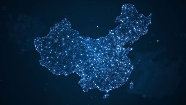 Glowing china digital network map highlighting connectivity and futurism