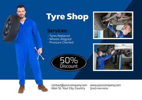 Mechanic Advertising Tire Services with Special Offer - Download Free Stock Templates Pikwizard.com
