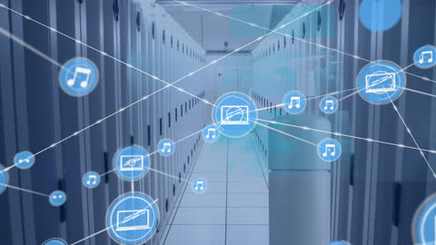 Network of Digital Media Icons in Data Center Environment