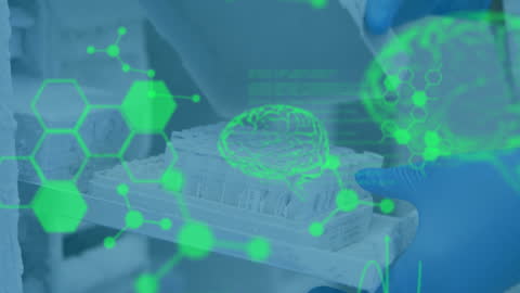 Scientist in Laboratory with Digital Data Overlay