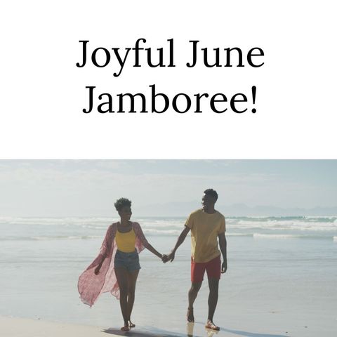 African american couple enjoying seaside walk in joyful june jamboree theme