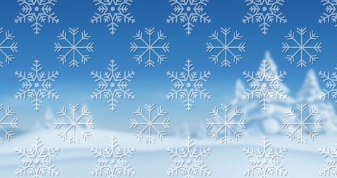 Beautiful snowflakes craft over snowy winter scene