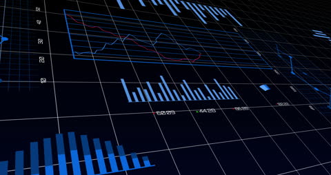 3D Animation of Financial Data on Grid Background