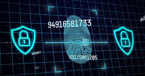 Digital Security Concept with Glowing Fingerprint and Grid Background - Download Free Stock Images Pikwizard.com