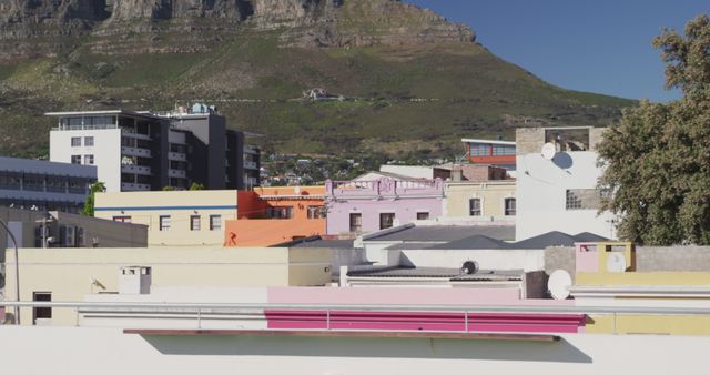 Colorful Rooftops of Bo-Kaap Against Mountain Backdrop - Download Free Stock Images Pikwizard.com