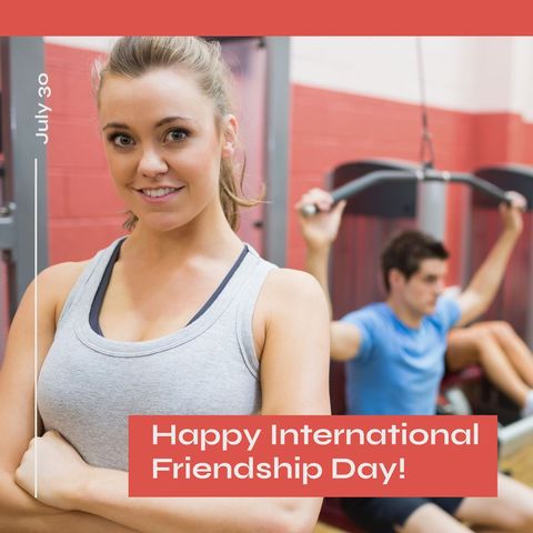 Caucasian Friends Celebrate International Friendship Day at Gym - Download Free Stock Templates Pikwizard.com
