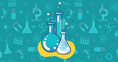 Science and chemistry icons in educational design
