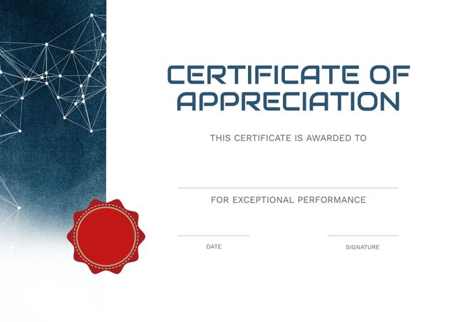 Certificate of Appreciation for Exceptional Performance with Modern Design - Download Free Stock Templates Pikwizard.com